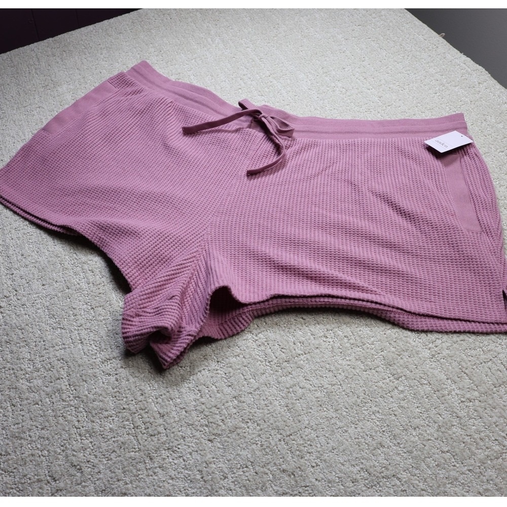 Auden Womens Pink Waffle Knit Lounge Shorts Plus Size 4X Drawstring Sleepwear